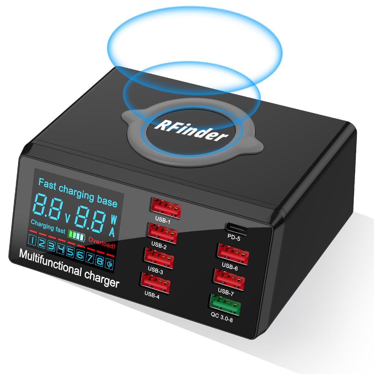 100W Multi USB Charger Hub PD Quick Charge 3.0 Qi Wireless Charger 8 USB Ports - RFinder Android Radio