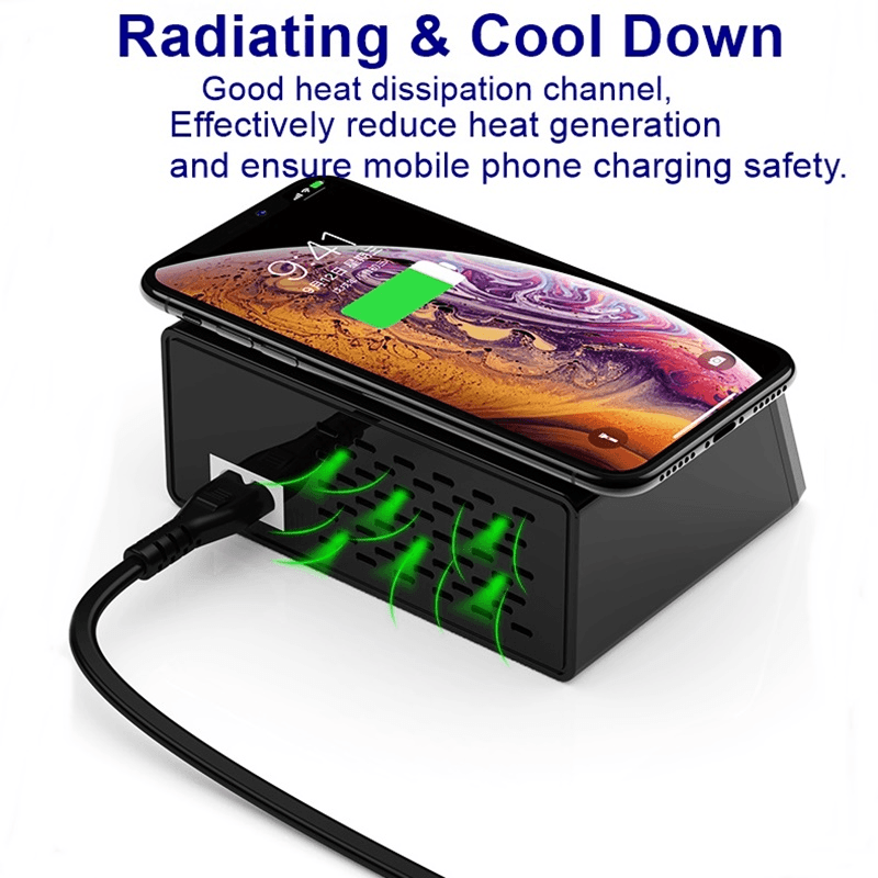 100W Multi USB Charger Hub PD Quick Charge 3.0 Qi Wireless Charger 8 USB Ports - RFinder Android Radio